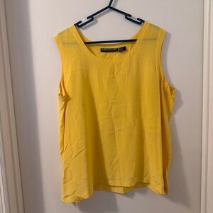 Vintage 80's Women's Sunshine Yellow Silk Tank Top Sz XL